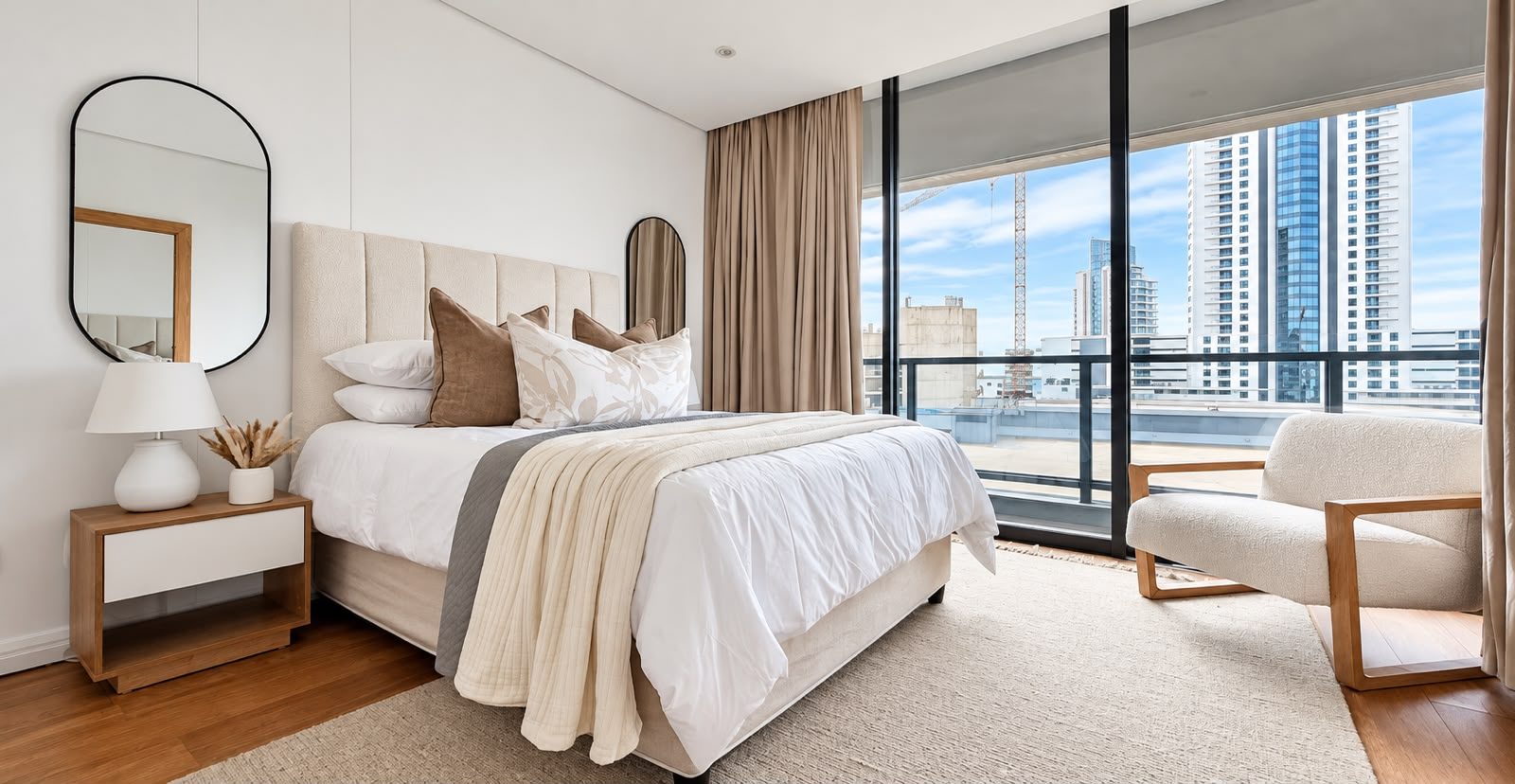 Bedroom with floor-to-ceiling windows