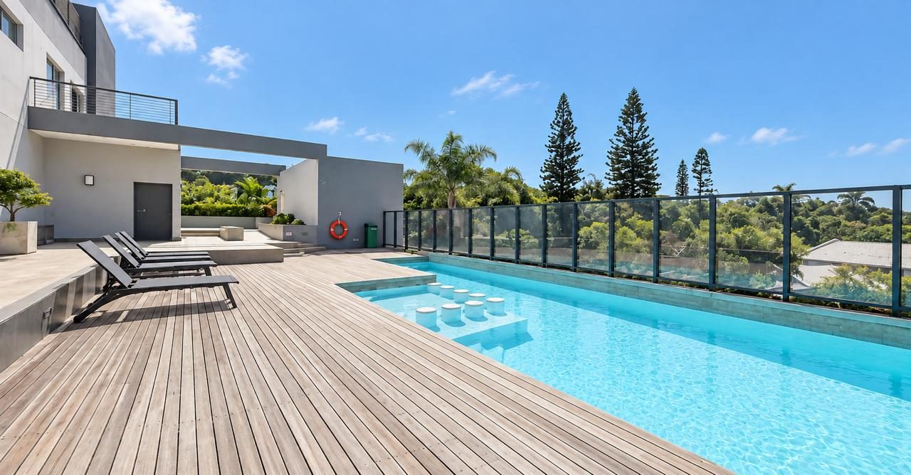 Pool deck with loungers